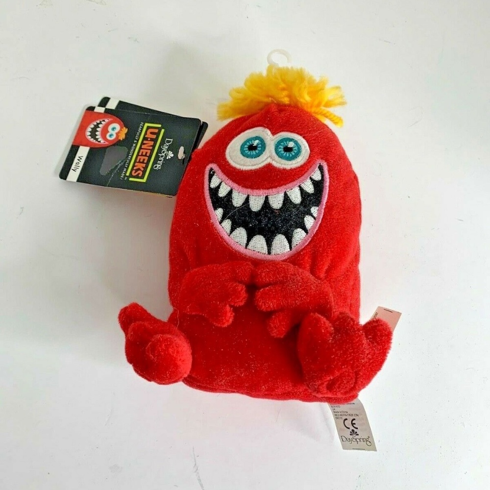 New U-neeks Dayspring Plush Wally Red Stuffed Animal Toy 7 in Tall 72436